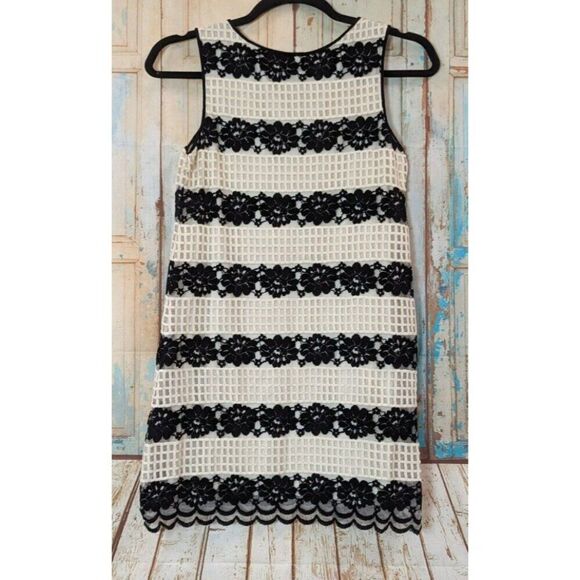 Max Studio Womens S Black White Sundress Floral Lace Round Neck Sleeveless - Picture 2 of 9